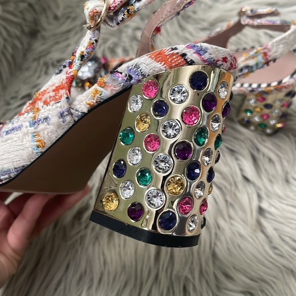 Betsey Johnson Colorful Tweed Heels with Jewel Details - Picture 5 of 7